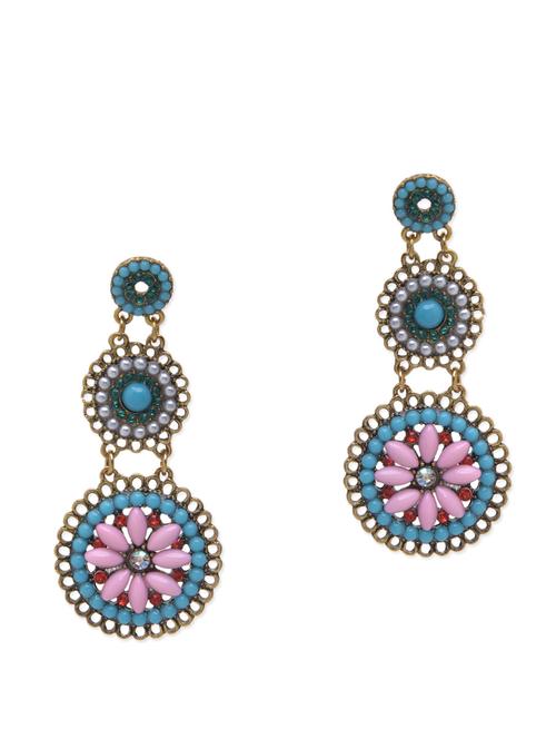 multicolored metallic embellished hanging earrings - 1215332 - Very Small Image - 1