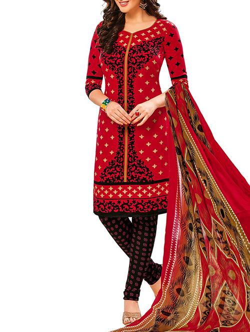 pink synthetic unstitched suit - 12153398 - Very Small Image - 1
