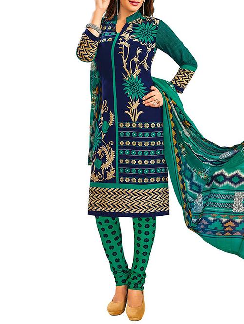 blue synthetic unstitched suit - 12153400 - Very Small Image - 1
