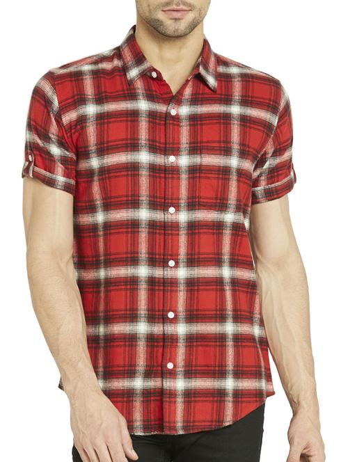 red cotton casual shirt - 12154134 - Very Small Image - 1