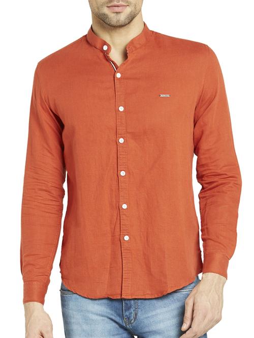 orange cotton casual shirt - 12154142 - Very Small Image - 1