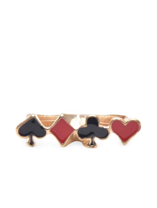 black & golden metallic enamelled double finger ring - 1215419 - Very Small Image - 1