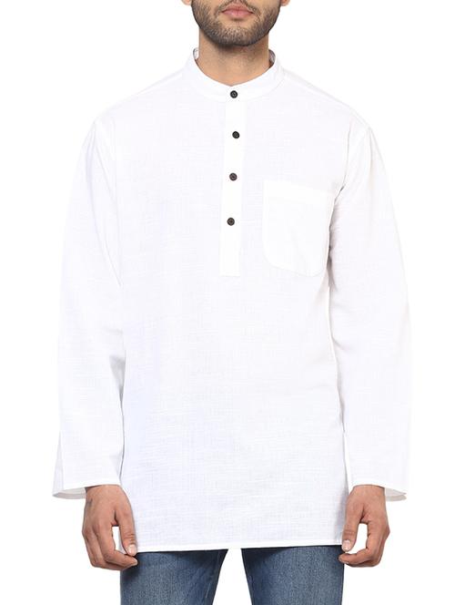 white cotton kurta - 12154212 - Very Small Image - 1