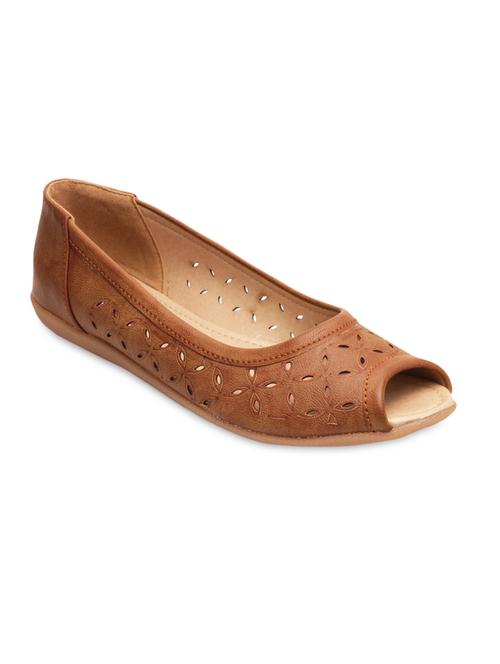 brown textured leatherette ballerinas - 1215643 - Very Small Image - 1
