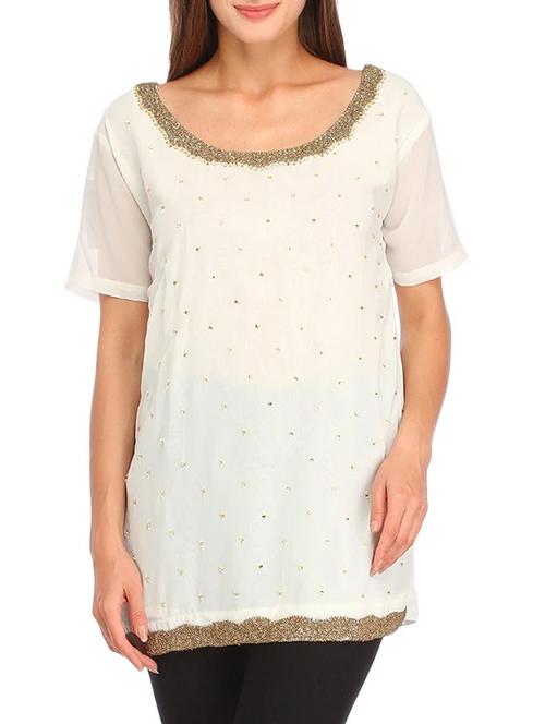 white polyester tunic - 12158239 - Very Small Image - 1