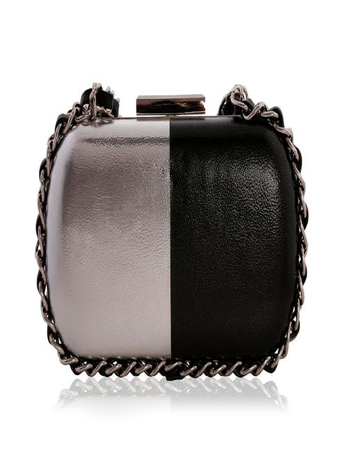 black and silver leatherette box clutch - 1215887 - Very Small Image - 1