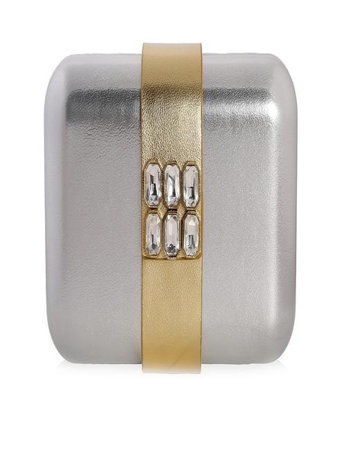 silver embellished leatherette box clutch - 1215896 - Very Small Image - 1