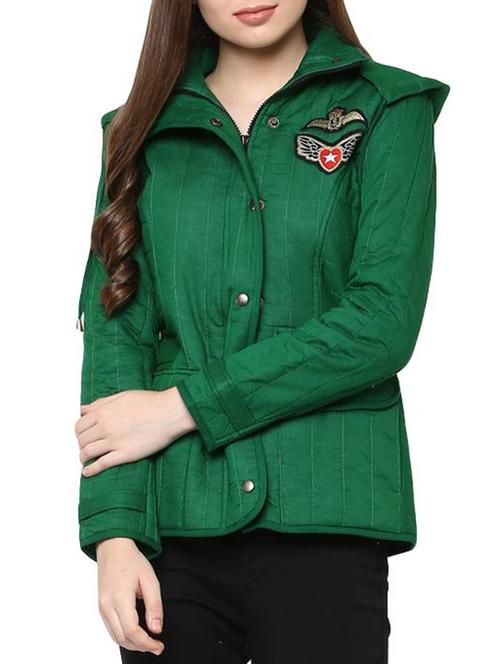 dark green quilted hood jacket - 12160186 - Very Small Image - 1