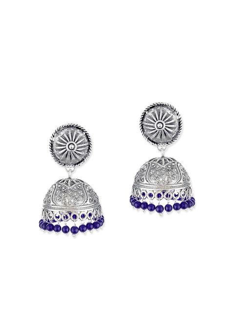 silver metal jhumki earrings - 12160767 - Very Small Image - 1