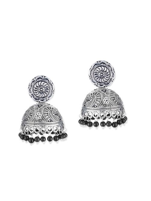 silver metal jhumki earrings - 12160769 - Very Small Image - 1