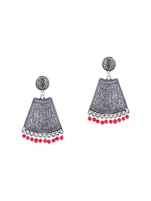 silver metal drop earrings - 12160817 - Very Small Image - 1