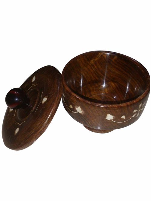 desi karigar wooden bowl + free tea spoon - 12164017 - Very Small Image - 1