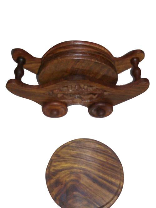 desi karigar wooden coaster set - 12164021 - Very Small Image - 1