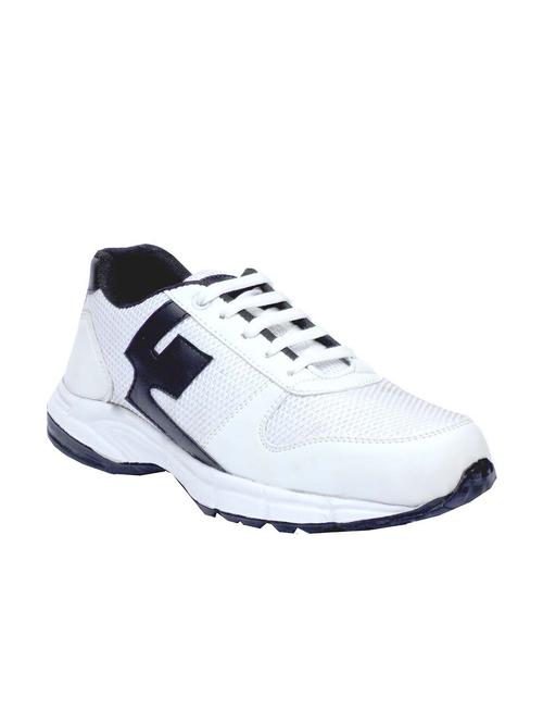 white faux leather lace up sport shoes - 12165301 - Very Small Image - 1