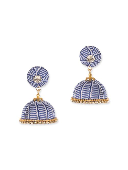 blue metal jhumka earrings - 12166257 - Very Small Image - 1
