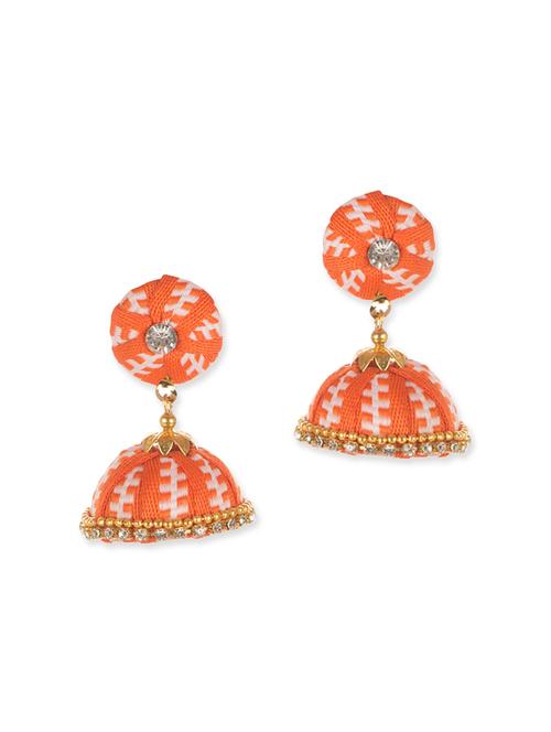 orange metal jhumka earrings - 12166261 - Very Small Image - 1