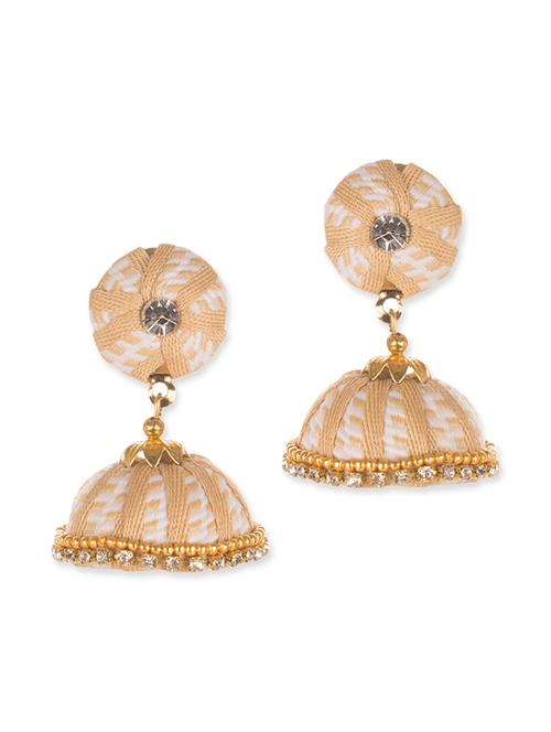 beige metal jhumka earrings - 12166263 - Very Small Image - 1