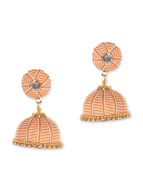 orange metal jhumka earrings - 12166266 - Very Small Image - 1