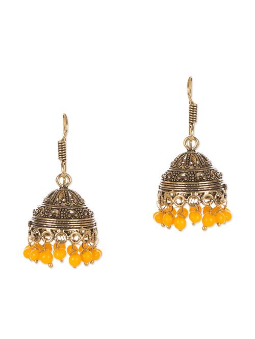 yellow metal drop earring - 12166278 - Very Small Image - 1