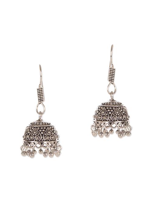 grey metal jhumka earrings - 12166279 - Very Small Image - 1