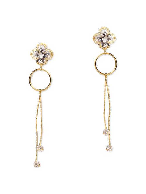 gold metal studded drop earring - 12168250 - Very Small Image - 1