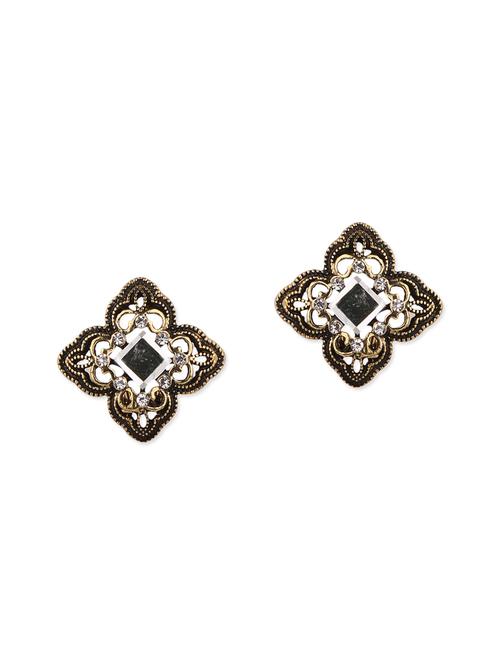 black stone metal studs earring - 12168275 - Very Small Image - 1