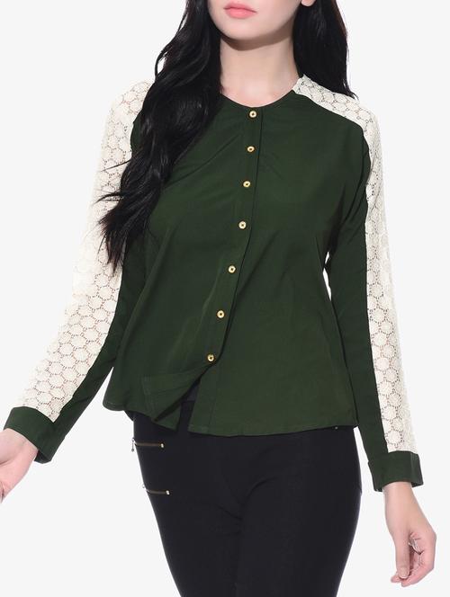 dark green lace regular shirt - 12168551 - Very Small Image - 1