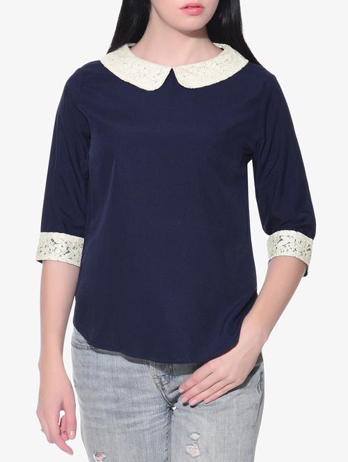navy blue crepe top - 12168564 - Very Small Image - 1