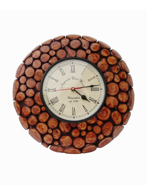 desi karigarround shape design wall hanging wooden clock - 12170214 - Very Small Image - 1