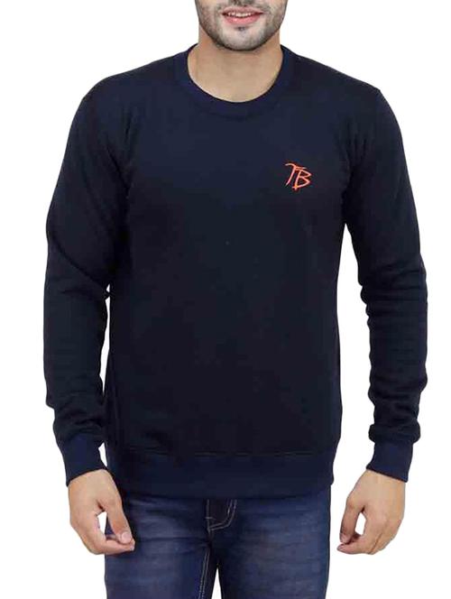 solid navy blue fleece sweatshirt - 12170370 - Very Small Image - 1