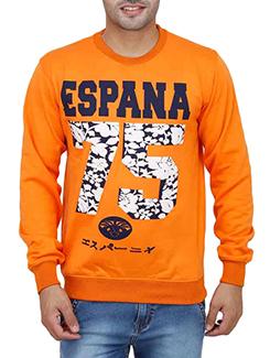 orange printed fleece sweatshirt - 12170381 - Very Small Image - 1
