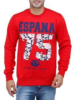 red fleece printed sweatshirt - 12170383 - Very Small Image - 1