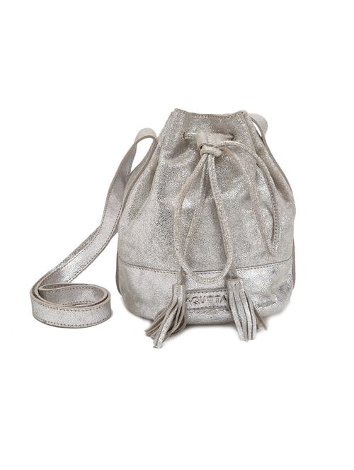 silver leather drawstring sling bag - 12170471 - Very Small Image - 1