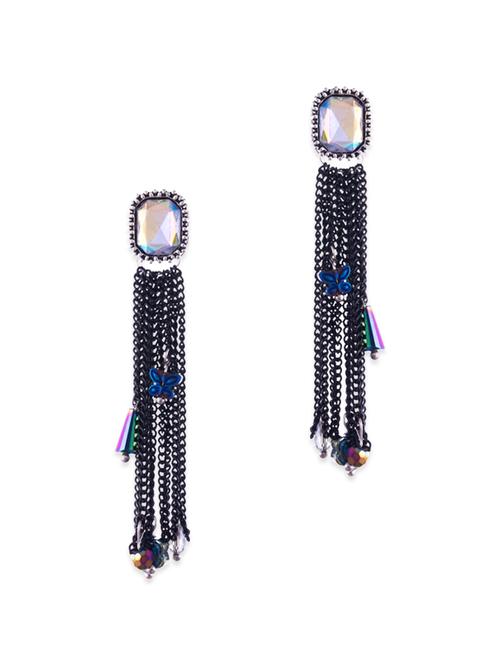 SIlver plated metal drop earrings - 12173513 - Very Small Image - 1