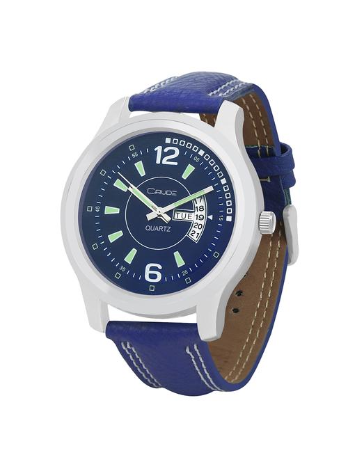 crude smart date & day analog watch-rg441 with synthetic leather strap - 12174305 - Very Small Image - 1