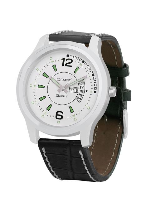 crude smart date & day analog watch-rg442 with synthetic leather strap - 12174306 - Very Small Image - 1