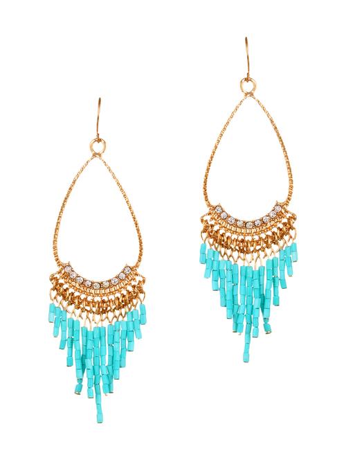 gold metal drop earrings - 12175716 - Very Small Image - 1