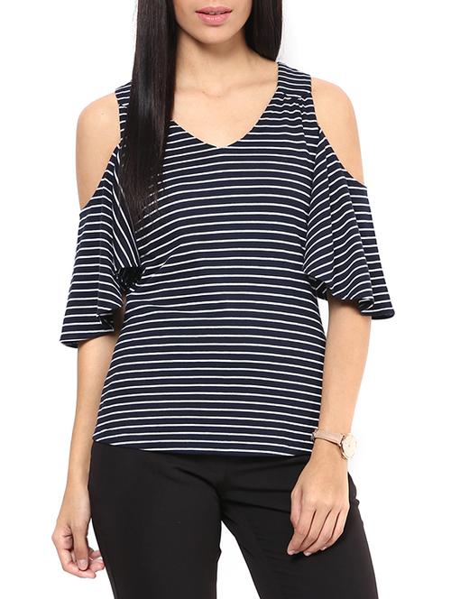 cold shoulder striped top - 12175863 - Very Small Image - 1