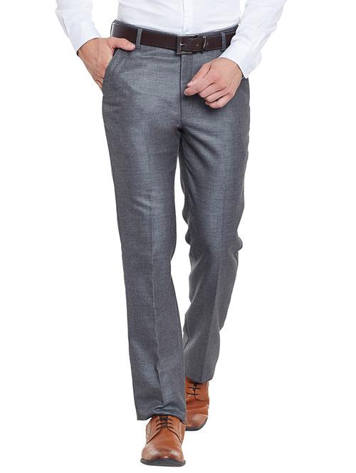 grey polyester flat front trousers formal - 12180073 - Very Small Image - 1