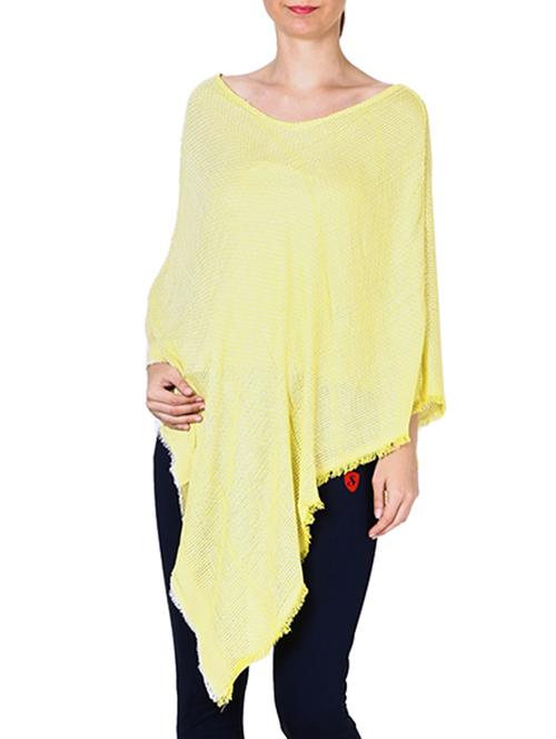 yellow and white viscose poncho - 12180172 - Very Small Image - 1