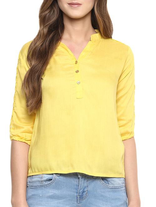 yellow rayon straight top - 12180216 - Very Small Image - 1