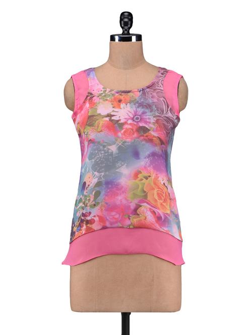 pink polygeorgette printed top - 1218339 - Very Small Image - 1