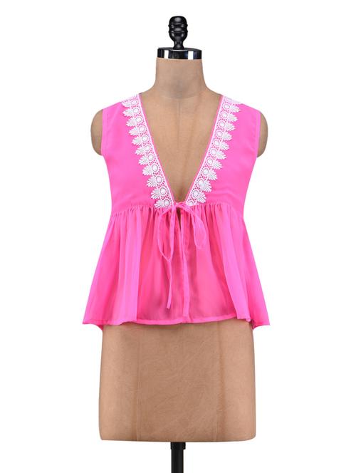 pink polygeorgette lace top - 1218354 - Very Small Image - 1