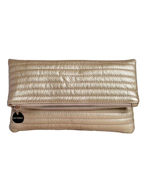 gold leatherette textured clutch - 12183982 - Very Small Image - 1