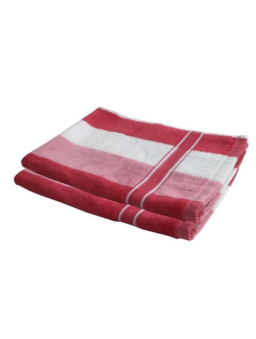 lushomes cotton thick stripes pink hand towel (pack of 2 pcs) - 12184120 - Very Small Image - 1