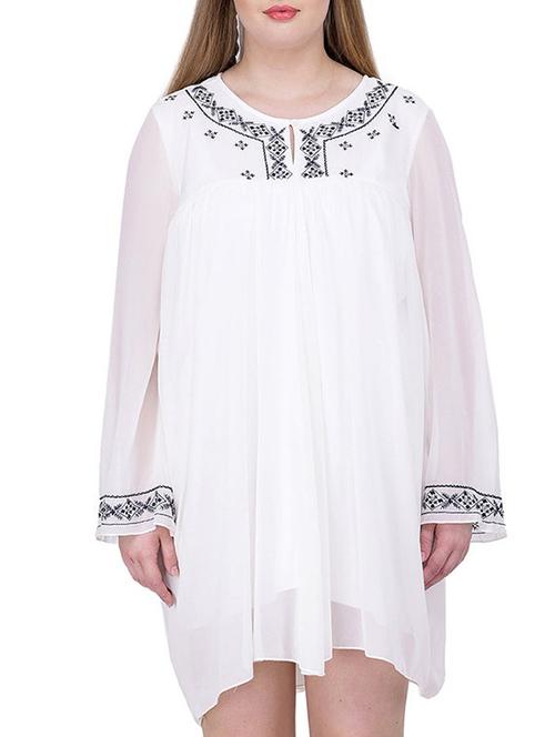 white embroidered asymmetrical dress - 12197375 - Very Small Image - 1