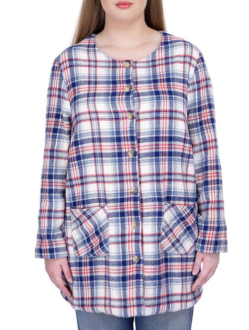 multicolored plaid cotton cardigan - 12197391 - Very Small Image - 1