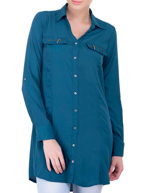 blue polyester regular shirt - 12197417 - Very Small Image - 1