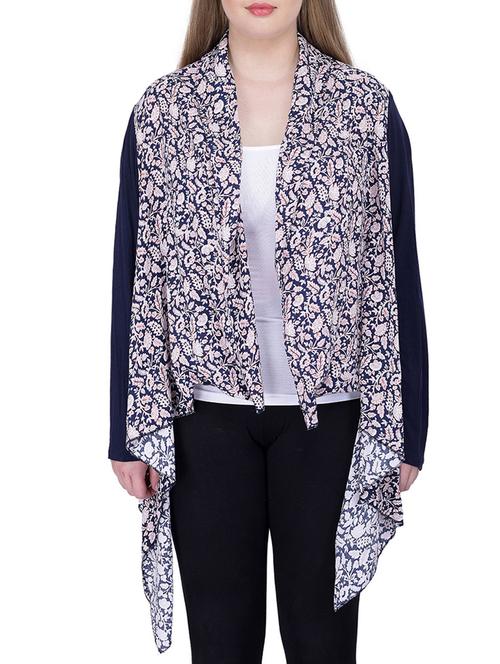 navy blue printed viscose shrug - 12197430 - Very Small Image - 1