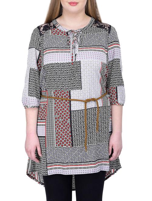 multicolored printed polyester regular tunic - 12197506 - Very Small Image - 1